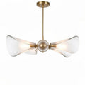 Lampadario moderno con diffusore in vetro trasparente e metallo dorato 45 x 120 x 25cm