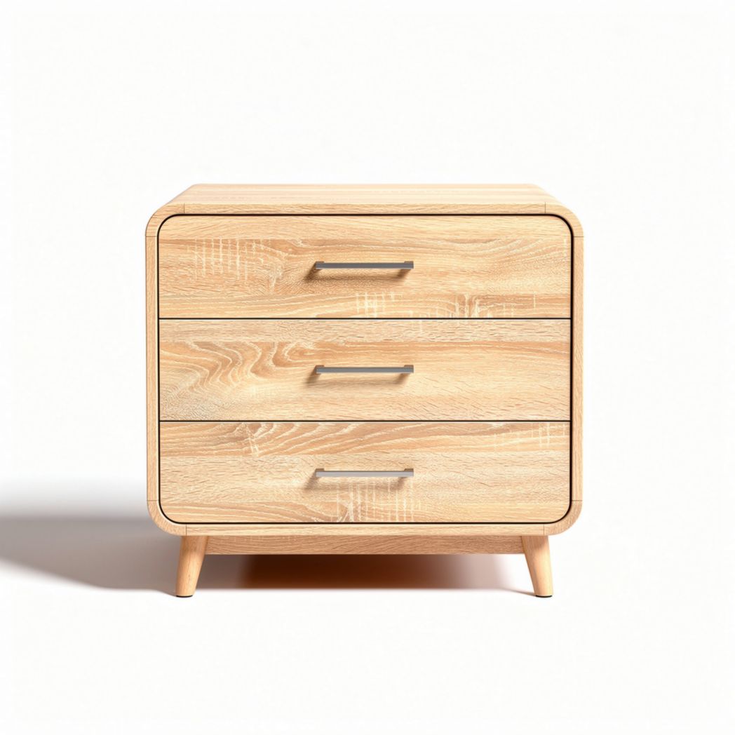 Comò in legno chiaro con tre cassetti 45 x 40 x 40cm per soggiorno