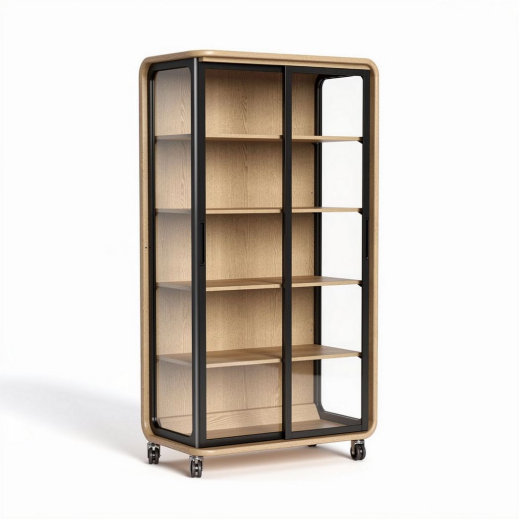 Mobiletto vetrina in legno e metallo con dimensioni 80 x 40 x 180cm