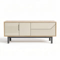 Mobiletto contenitore legno e metallo 120 x 40 x 50 cm beige e naturale