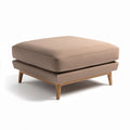 pouf quadrato in tessuto beige con struttura in legno 80 x 80 x 30cm
