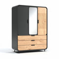 Armadio moderno in legno e metallo con specchio e cinque cassetti 150 x 100 x 200cm