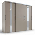 Armadio scorrevole in melaminico beige con ante in vetro 250 x 60 x 210cm