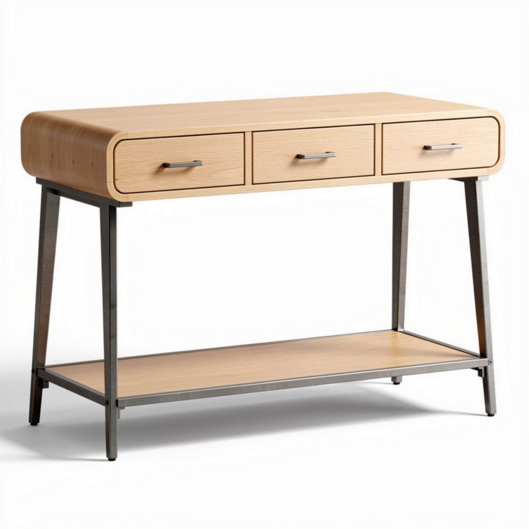 Tavolo console in legno dimensioni 120 x 60 x 75cm con tre cassetti