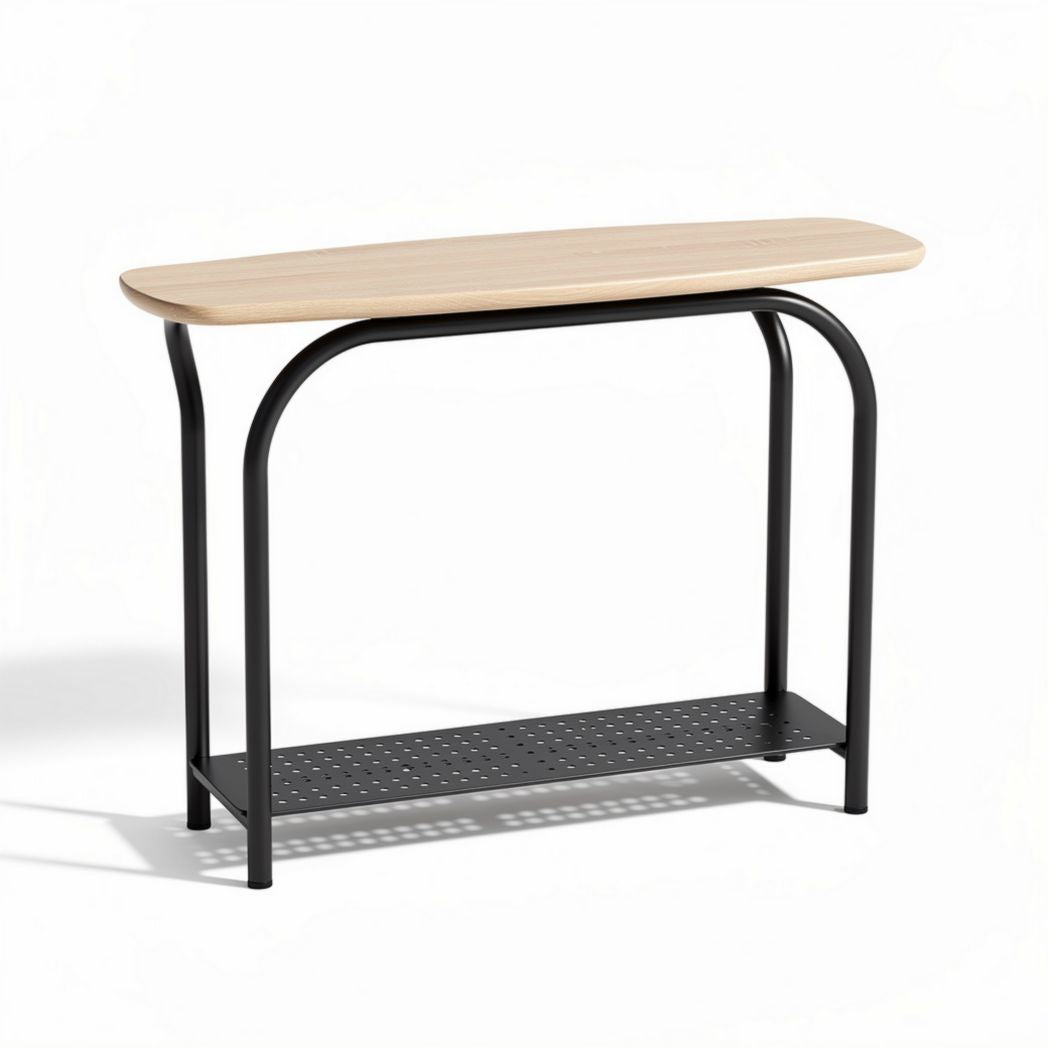 Tavolino consolle in legno e metallo con ripiano sotto 120 x 40 x 75cm