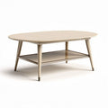 Tavolino da caffè in legno color crema con ripiano sottostante 120 x 60 x 45cm