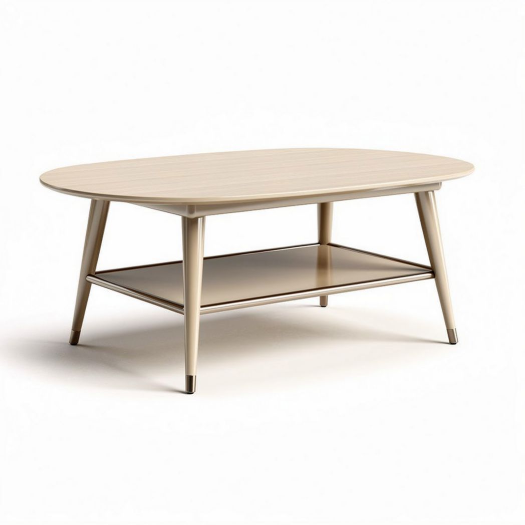 Tavolino da caffè in legno color crema con ripiano sottostante 120 x 60 x 45cm
