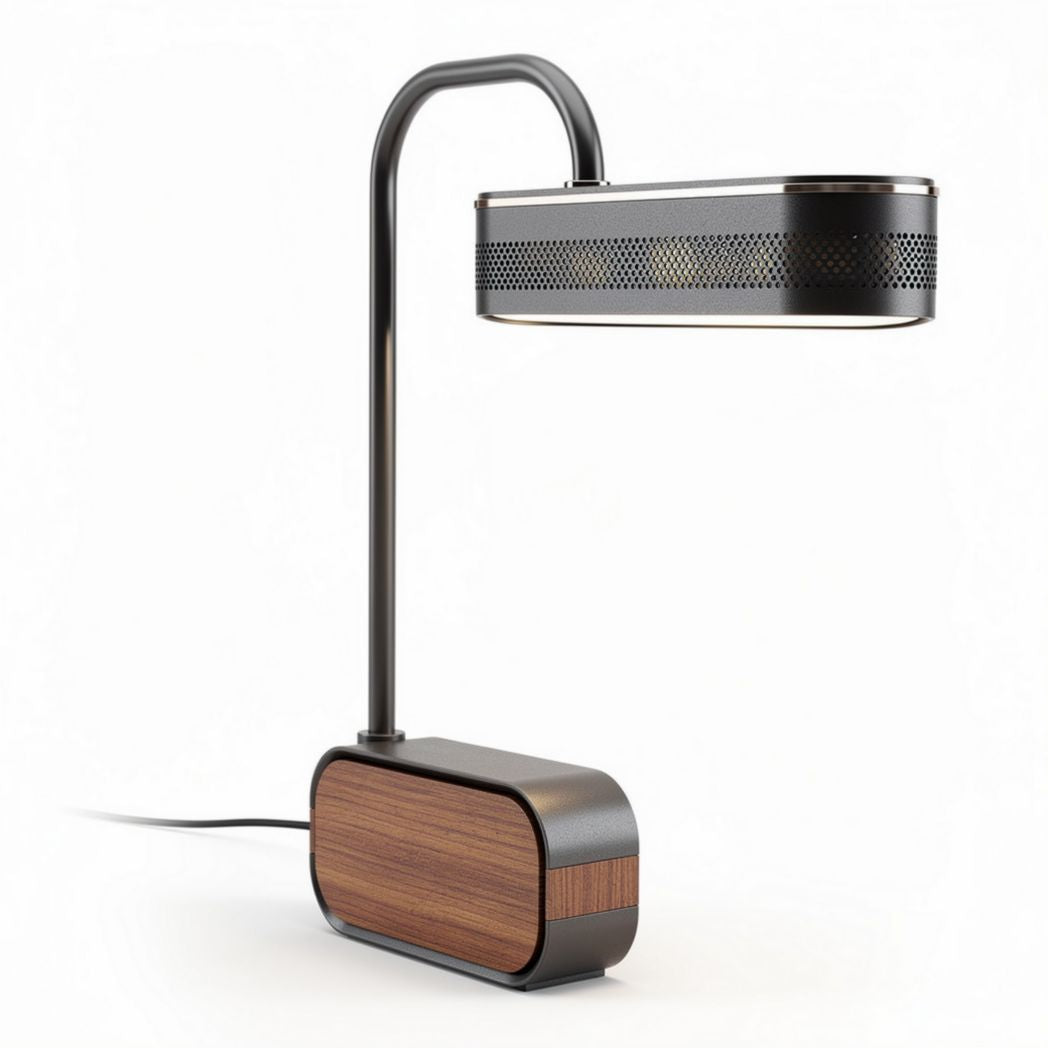 Lampada da tavolo in lega di alluminio e legno 40 x 15 x 50cm con design moderno